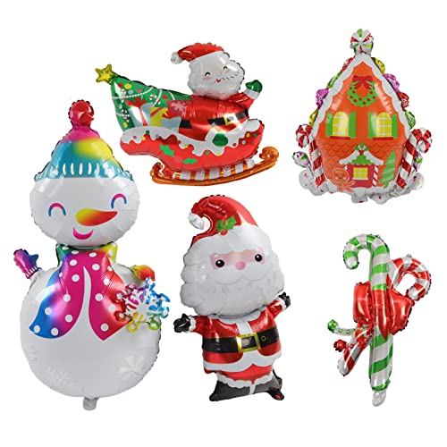 Jerliflyer Weihnachts-Folienballons, Dekorationsset, Weihnachtsmann-Schlitten, Candy House-Ballons, Schneemann und Candy House-Ballons von Jerliflyer