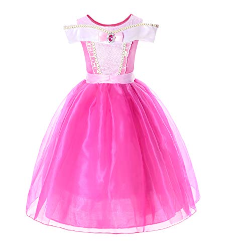 JerrisApparel Mädchen Prinzessin Aurora Kostüm Dornröschen Kleid (3 Jahre, Knöchellänge) von JerrisApparel