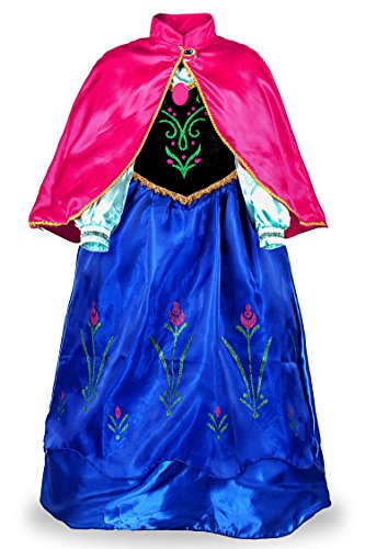 JerrisApparel Mädchen Prinzessin Halloween Cosplay Kostüm Festzüge Party Verkleidung (100, Blau) von JerrisApparel