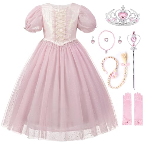 JerrisApparel Mädchen Prinzessin Kleid Pailletten Geburtstag Festlich Kostüm (110, Rosa) von JerrisApparel