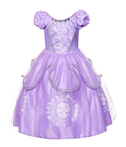 JerrisApparel Mädchen Prinzessin Sofia Kostüm Kleid Geburtstag Party Ankleiden (100, Lila) von JerrisApparel