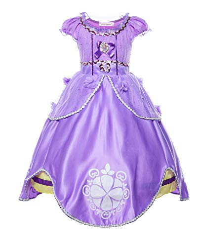 JerrisApparel Mädchen Prinzessin Sofia Kostüm Kleid Geburtstag Party Ankleiden (100, Violett) von JerrisApparel