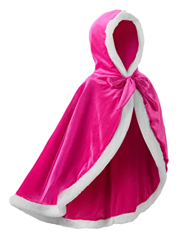 JerrisApparel Mädchen Prinzessin Umhang Weihnachtskap Kostüm mit Kapuze (110, Rosa) von JerrisApparel