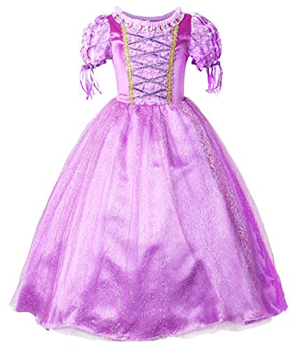 JerrisApparel Neue Prinzessin Rapunzel Kleid Kostüm (110cm, Lila) von JerrisApparel