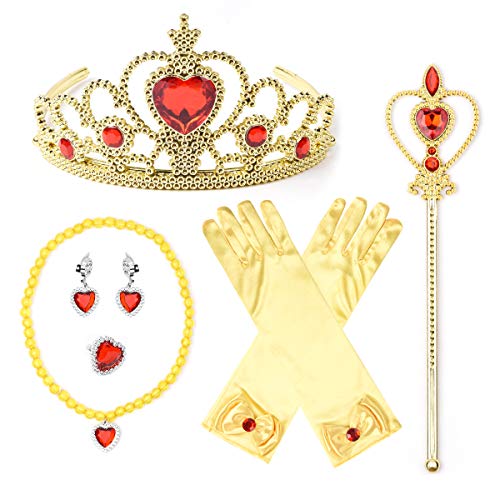 JerrisApparel Prinzessin Zubehör Sets Mädchen Geburtstag Geschenk Verkleidung (One Size, Gold) von JerrisApparel