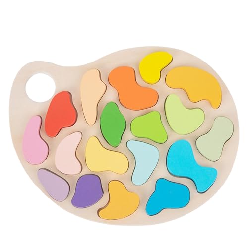 Jeruytgh Shape Matching Wooden Palette | Palette Wooden Artist | Wooden Oval Painting | Toddler Shape Matching Toy | Artist Painting Palette | Development Parent-Child Interactive Toy for Car Bedroom von Jeruytgh