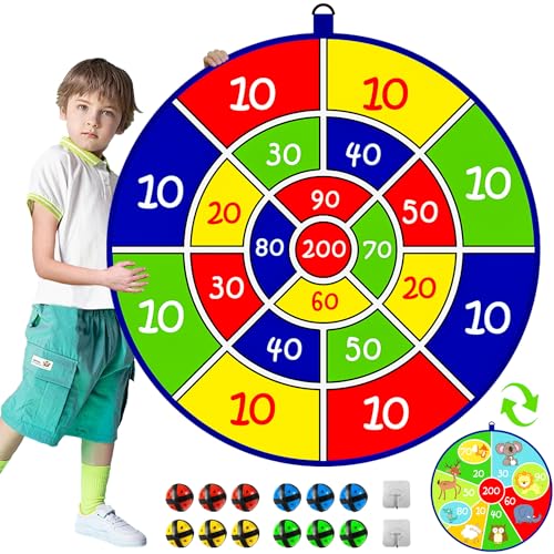 Jesitai 25.5 Inches Spiele Für Kinder Doppelseitige Dartscheibe, Outdoor Wurfspiel,Garten Spielzeug,Geeignet Für 3 4 5 6 7 8 9 10 11 12 jährige Jungen und Mädchen Geschenk(65cm) von Jesitai