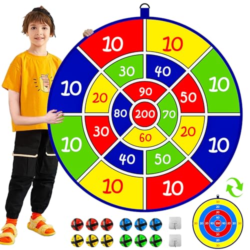 Jesitai 25.5 Inches Spiele Für Kinder Doppelseitige Dartscheibe, Outdoor Wurfspiel,Garten Spielzeug,Geeignet Für 3 4 5 6 7 8 9 10 11 12 jährige Jungen und Mädchen Geschenk(65cm) von Jesitai