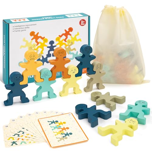 Jesustree Holz Blöcke Stapeln Balancing Spiele, Montessori Vorschule Kleinkind Pädagogisches Spielzeug Für 3 4 5 6 Jahre Kinder Jungen Mädchen (18pcs Hercules) von Jesustree