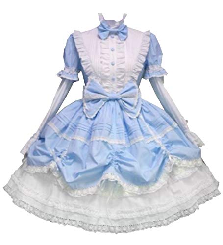 Gothic Lolita Kleid für Frauen Plus Size Halloween Coaplay Kostüm Maid Dress XL Blau Gothic Lolita Kleid für Frauen Plus Size Halloween Coaplay Kostüm Maid Dress XL Blau von Jeufoin