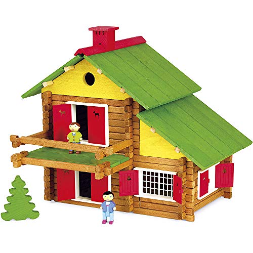 Jeujura - 8008 - Bauspiele Mein Chalet aus Holz – 175 Teile – Holzkiste von Jeujura