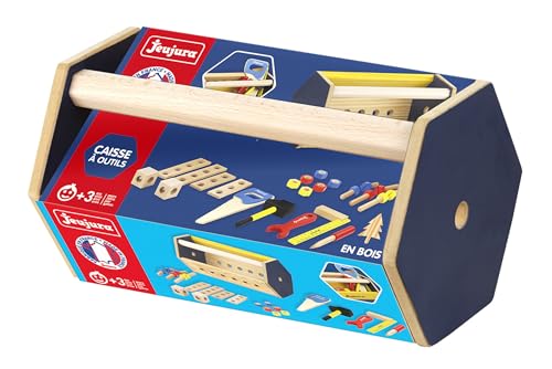 Jeujura - Werkzeugkiste aus Holz – Nachahmungsspiel – Fördert Kreativität und Geschicklichkeit – Lernen zum Schrauben – Abschrauben – zum Transportieren überall – viel Zubehör – Bastelset – 8596 Jeujura - Werkzeugkiste aus Holz – Nachahmungsspiel – Fördert Kreativität und Geschicklichkeit – Lernen zum Schrauben – Abschrauben – zum Transportieren überall – viel Zubehör – Bastelset – 8596 von Jeujura