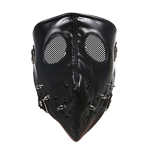 JewelryWe Totenkopf Maske Leder Gesichtsmaske: Schwarz Geistermaske Schädel Vollgesichtsmaske Kostüm Maske für Sport Halloween Cosplay von JewelryWe