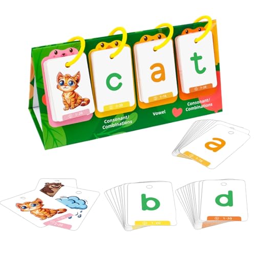 Jextou Buchstaben-Sounds-Lernkarten, Phonics-Spiele für den Kindergarten,Phonics-Wortspiele - Wortbildungsspiele, Phonics-Spiele zum Lesenlernen für Vorschulkinder. Phonics Manipulatives-Lernaktivität von Jextou