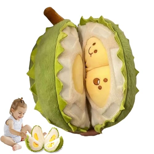 Jextou Durian-Spielzeug, Durian-Plüschtier,Kreatives abnehmbares Obstspielzeug | Niedliche Peeling-Durian-Plüschpuppe, Entspannungsspielzeug, Schlafbegleiter für Kinder und Erwachsene von Jextou