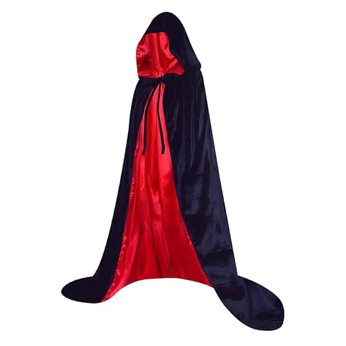 Jextou Halloween-Kapuzenumhang, Halloween-Umhang mit Kapuze,Samtumhang in voller Länge - Überzeugendes Vampir- oder Hexenkostüm, Ritter-Fantasie, cooles Cosplay, Unisex für Damen und Herren von Jextou