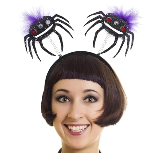 Jextou Halloween-Stirnbänder für Frauen, Halloween-Spinnen-Stirnband | Halloween Kreatives Spinnen-Stirnband mit Feder - Lebendiges, bequemes Halloween-Spinnen-Zubehör, Party-Kopfbedeckung für und von Jextou