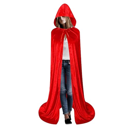 Jextou Halloween-Umhang mit Kapuze, Kapuzenumhang für Erwachsene | Durchgehender Vampir-Samt-Cosplay-Umhang,Leichter Cosplay-Umhang in voller Länge, Unisex-Samtumhang für Damen und Herren, Erwachsene, von Jextou