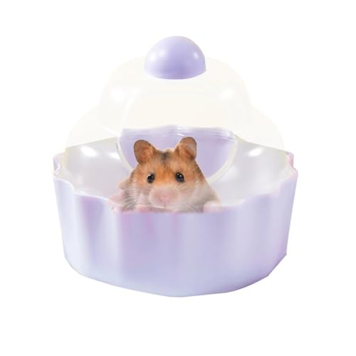 Jextou Hamster-Katzentoilette, Hamster-Sandkasten - Kuchenförmiges Kleintier-Lebensraum-Dekor - Rutschfestes, durchsichtiges Critter's Duschraum-Käfigzubehör für Lemminge, Eichhörnchen, Igel und von Jextou