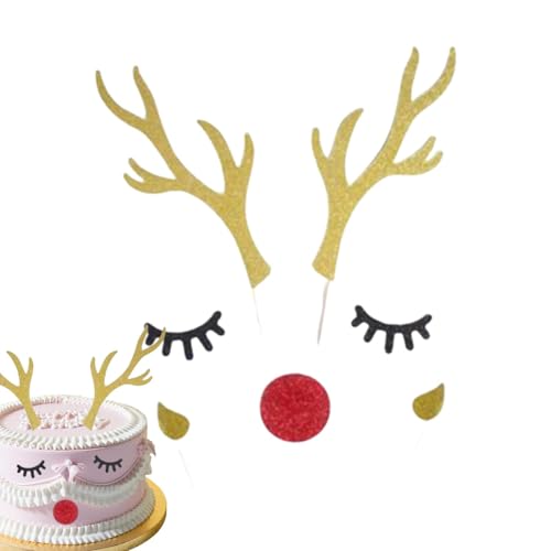 Jextou Hasenohren-Kuchenaufsatz, Hirschgeweih-Kuchenaufsatz | Kuchendekoration Hirschgeweih Hasenohren Cake Topper,Kuchen-Dessert-Topper, Kuchendekorationszubehör, sicher für Hochzeit, Weihnachten von Jextou