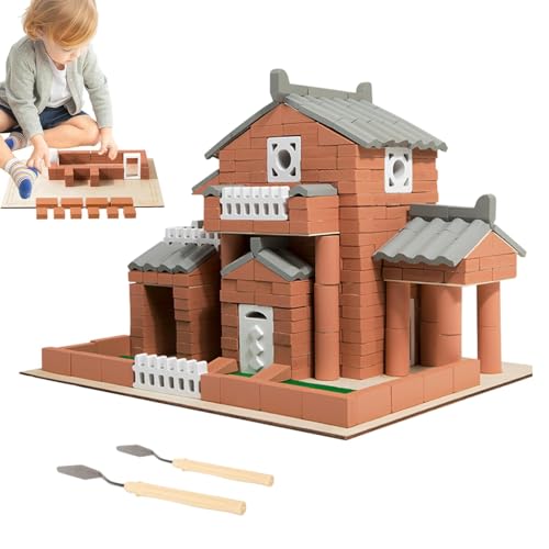 Jextou Hausbauspielzeug, Kinderhausbauset | 3D realistisches Hausbauspielzeug | Niedlicher Bausatz zur Entwicklung der Feinmotorik, pädagogisches Stapelset für Jungen und Mädchen von Jextou