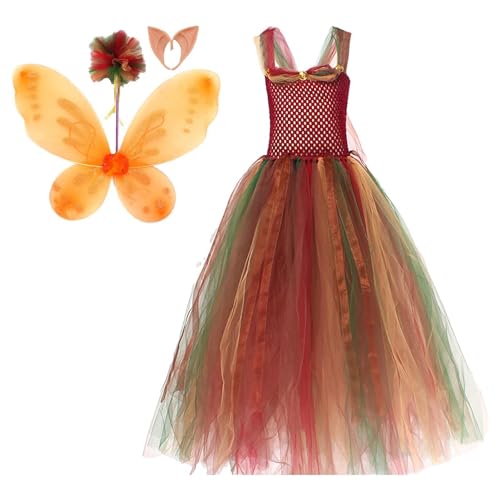 Jextou Mädchen-Fee-Flügel-Kleid, Mädchen-Fee-Flügel-Kleid, Fee Prinzessin Kleid für Mädchen mit Flügeln Fairy Stick Ear Set Geburtstagsfeier von Jextou