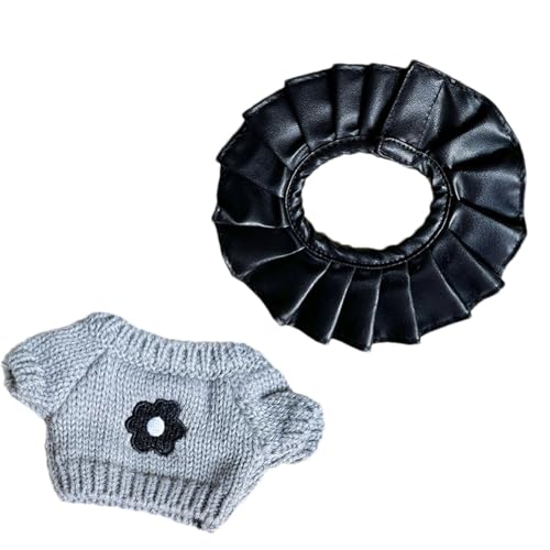 Puppenkleidung – 20 cm Plüsch-Puppenkleidung, Kleid, Blumenpullover, Oberteile, Schwarzer Faltenrock, Süße Outfits Für 7-Zoll-Puppen | Kuschelpuppenkostüme, Kuschelpuppenkostüme, Puppenoutfits von Jextou