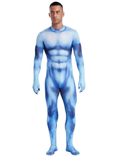 Jhaoyu Herren Langarm Ganzkörper Catsuit Zentai Body 3D gedruckt Tier Cosplay Kostüm für Halloween Party Mottoparty Bühnenauftritte Geben Sie H ein M von Jhaoyu