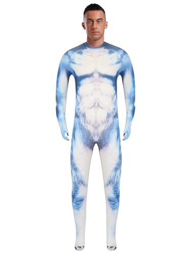 Jhaoyu Herren Langarm Ganzkörper Catsuit Zentai Body 3D gedruckt Tier Cosplay Kostüm für Halloween Party Mottoparty Bühnenauftritte Typ E 3XL von Jhaoyu