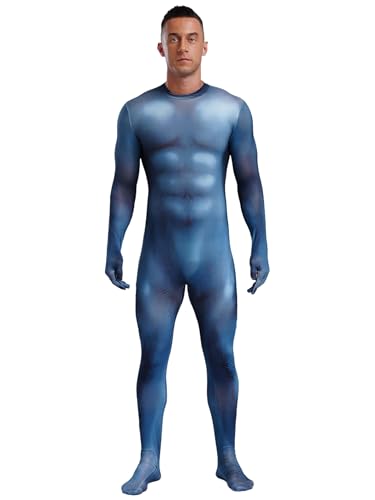 Jhaoyu Herren Langarm Ganzkörper Catsuit Zentai Body 3D gedruckt Tier Cosplay Kostüm für Halloween Party Mottoparty Bühnenauftritte Typ G 3XL von Jhaoyu