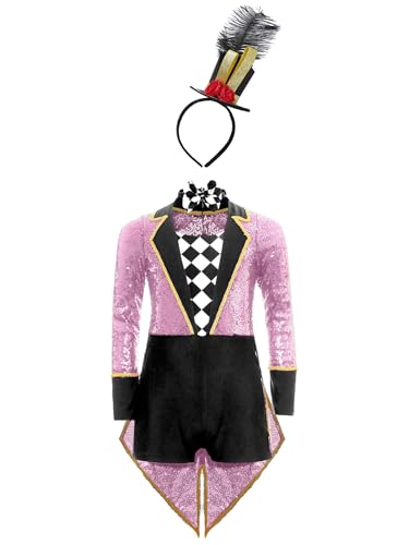 Jhaoyu Kinder Mädchen Zirkus Kostüm Pailletten Langarm Tanzbody Trikotanzug Mit Zylinder Hut Halloween Faschingkostüm Rosa 170 Jhaoyu Kinder Mädchen Zirkus Kostüm Pailletten Langarm Tanzbody Trikotanzug Mit Zylinder Hut Halloween Faschingkostüm Rosa 170 von Jhaoyu