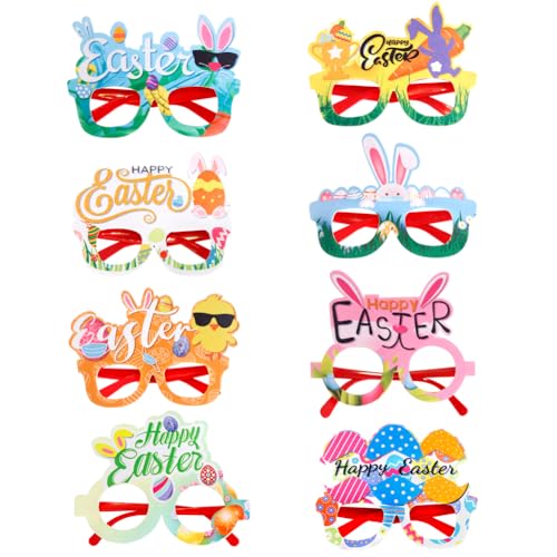 8 Stücke Ostern Partybrillen,Osterbrille Kinder,Osterhasen Brille,Lustige Küken Kinderbrillen,Brillenrahmen Osterparty-Gläser Foto Requisiten Kostüm Accessoire für Ostergeschenke Haushaltswaren Dekor von JiNks