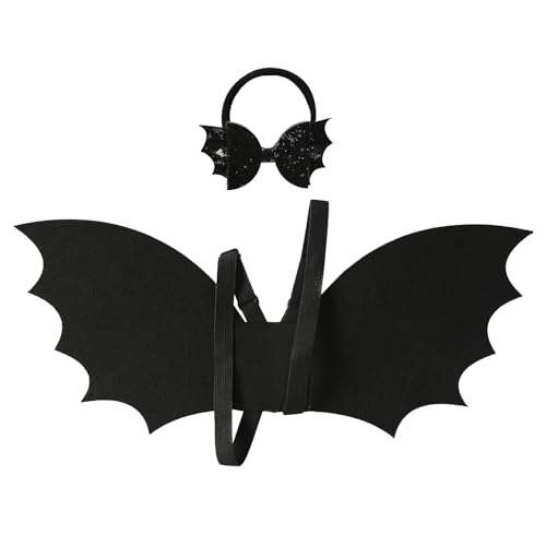 JiaDuo Halloween-Fledermaus-Kostüm für Babys, Mädchen, Jungen, schwarzer Flügel und Schleife, Stirnband, Gothic-Haarschmuck von JiaDuo