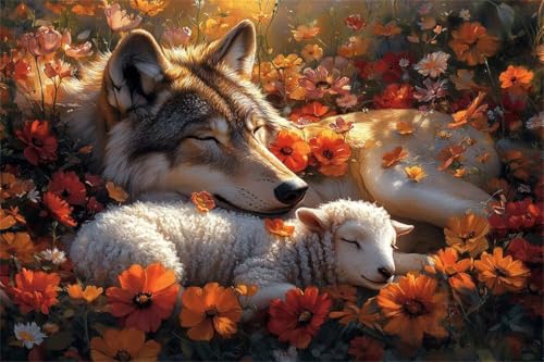 Puzzle 1500 Teile Wolf Puzzle Schaf Holzpuzzle Erwachsene Klassische Jigsaw Erwachsene, Groß Challenging Game Wooden Jigsaw Bastelset ab 14 Jahre für Jungen Mädchenfür Wohnkultur Geschenke S-8 von Jiacgrtef