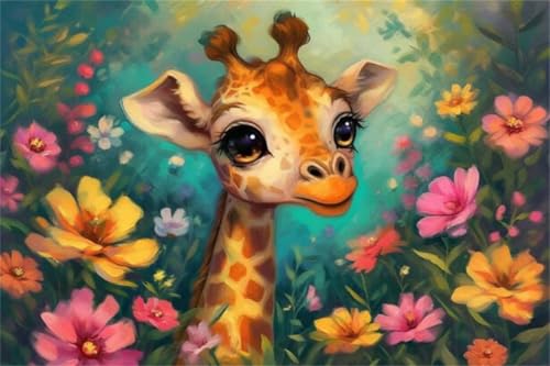 Puzzle 500 Teile Blume Puzzle Giraffe Holzpuzzle Erwachsene Klassische Jigsaw Erwachsene, Groß Challenging Game Wooden Jigsaw Bastelset ab 14 Jahre für Jungen Mädchenfür Wohnkultur Geschenke B-4 von Jiacgrtef