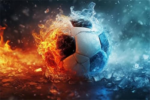 Puzzle EIS und Feuer Puzzle 300 Teile Fußball Holzpuzzle Erwachsene, Premium Klassische Wooden Lernspiel, Kreative Unterhaltung, Spaß Jigsaw ab 2 3 4 5 6 Jahre Jungen, Ideal Als Wandbild Geschenk R-7 von Jiacgrtef