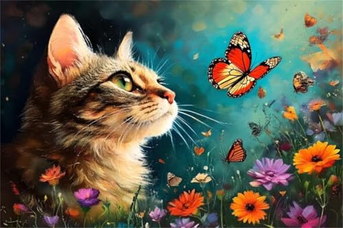 Puzzle Katze Puzzle 100 Teile Blume Holzpuzzle Erwachsene, Premium Quality Klassische Wooden Lernspiel, Kreative Unterhaltung, Spaß Jigsaw ab 2 3 4 5 6 Jahre Jungen, Ideal Als Wandbild Geschenk P-0 von Jiacgrtef