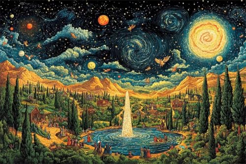 Puzzle Landschaft Puzzle 200 Teile Sternenhimmel Holzpuzzle Erwachsene Premium Klassische Wooden Lernspiel, Kreative Unterhaltung Spaß Jigsaw ab 2 3 4 5 6 Jahre Jungen, Ideal Als Wandbild Geschenk W-9 von Jiacgrtef