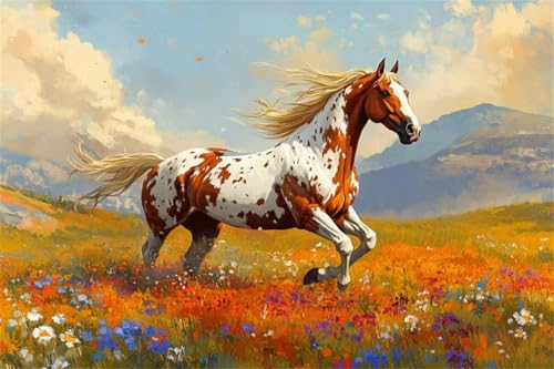 Puzzle Horse Puzzle 80 Teile Blume Holzpuzzle Erwachsene, Premium Quality Klassische Wooden Lernspiel, Kreative Unterhaltung, Spaß Jigsaw ab 2 3 4 5 6 Jahre Jungen, Ideal Als Wandbild Geschenk P-4 von Jiacgrtef