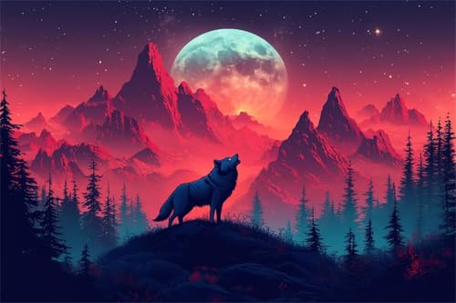 Puzzle Wolf Puzzle 200 Teile Landschaft Holzpuzzle Erwachsene, Premium Quality Klassische Wooden Lernspiel, Kreative Unterhaltung Spaß Jigsaw ab 2 3 4 5 6 Jahre Jungen, Ideal Als Wandbild Geschenk A-7 von Jiacgrtef