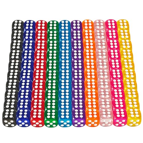 Würfel Bunt Set,100pcs Bunte Würfel,14mm Würfel Set Farben,Spielwürfel Bunt,Sechsseitige Würfel Set,Augenwürfel,6 Seitige Würfel von Jiahuade