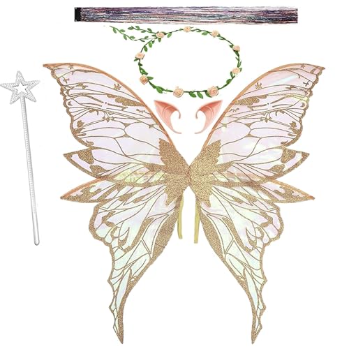 Feenflügel Kostüm,Schmetterlingsflügel mit Elfenöhren,Prinzessinnenflügel,Schmetterlingsflügel Kostüm,Fee Stirnband und Sterne Feenstäbe,Elfenöhren,für Karneval Halloween Kostüm Geburtstag Cosplay Feenflügel Kostüm,Schmetterlingsflügel mit Elfenöhren,Prinzessinnenflügel,Schmetterlingsflügel Kostüm,Fee Stirnband und Sterne Feenstäbe,Elfenöhren,für Karneval Halloween Kostüm Geburtstag Cosplay von Jiahuade