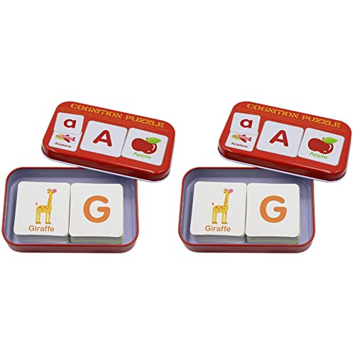 Jialouboo 2X Anti Riss Flash Karten Lernen Alphabet Puzzle Karten, Lernspielzeug Metall Aufbewahrungsbox Alphabet von Jialouboo