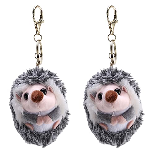 Jialouboo 2X Netter Igel Plüsch Schlüssel Bund Handy Anhänger Schlüssel Ring Igel Pompon Ring Anhänger Plüschtier Anime Pelz Geschenke von Jialouboo