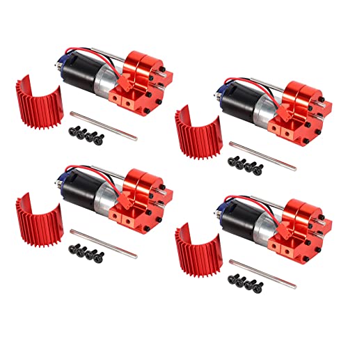 Jialouboo 4X 370 Gebürsteter Motor + KüHlkörper Getriebe Satz Aus Aluminium mit Stahl Zahnrädern für C14 C24 B14 Rot von Jialouboo