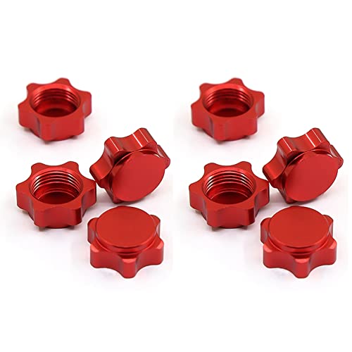 Jialouboo 8 Teilige Aluminium Rad Naben Abdeckung Anti Abdeckung 17 mm Sechskant Mutter für 1/8 RC Auto, Rot von Jialouboo