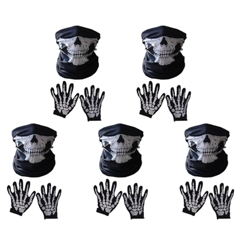 Jialouboo Halloween Maske Scary Skull Chin Maske Skeleton Ghost Hand Schuhe für Performances, Partys, Dress Up, Festivals (15 Stück/Set) von Jialouboo