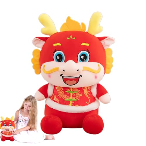 Jiangbao Chinesische Puppe des Jahres des Drachen | Glücksbringer aus Plüsch, Neujahrspuppe, weiches Kissen, Maskottchen, bequem für Betten, Wohnzimmer, Sofas, Schlafzimmer von Jiangbao