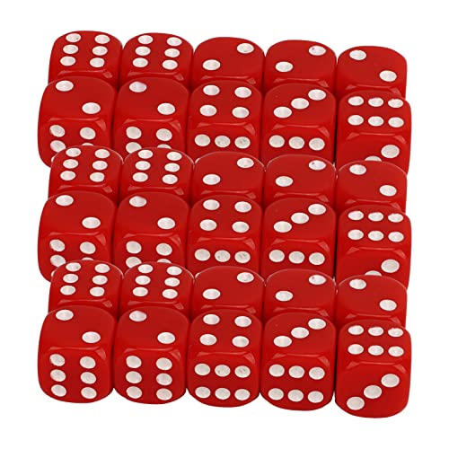 Game Dice, 30pcs Dice Set 6 -Seiten Tragbare Runde Ecke Feine Arbeit für Brettspiele (Rot) von Jiawu