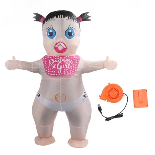 Jiawu Aufblasbares Babykostüm für Erwachsene, Aufblasbares Kostüm, Geschlecht Offenbaren Babykostüm, Boo-Boo-Kostüm für Mädchen, Babyparty, Halloween, Cosplay von Jiawu